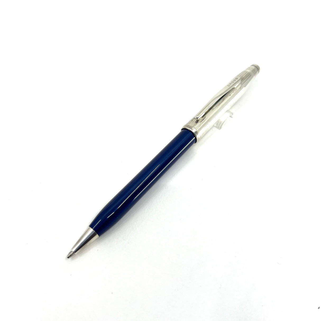 Cross Century II Sterling Silver Cap/Translucent Blue Barrel Ballpoint Pen - Made in USA