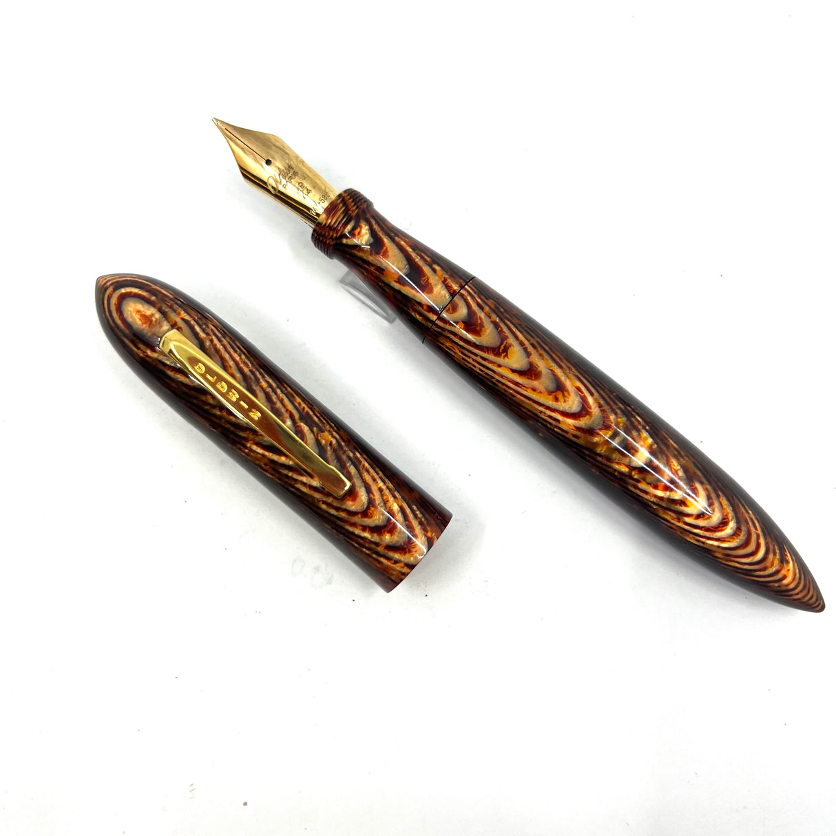 Oldwin (Paris) Torpedo Bronze Arco Spina (Fish Bone) Pattern Celluloid LE Fountain Pen