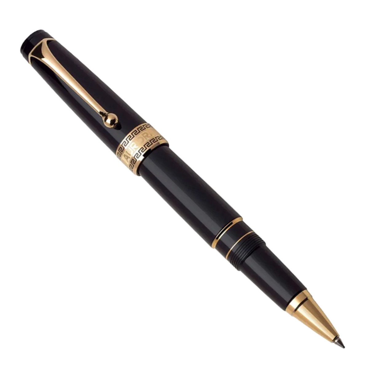 Aurora Optima Resin Black w/ Gold Plated Trim Rollerball