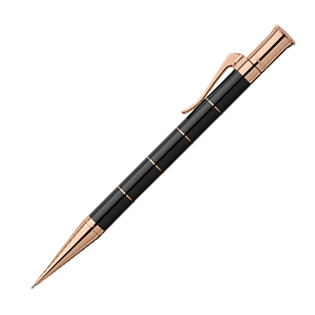 Graf von Faber-Castell Classic Anello Rose Gold Plated Rings/Trim - Black Resin - 0.7mm Pencil