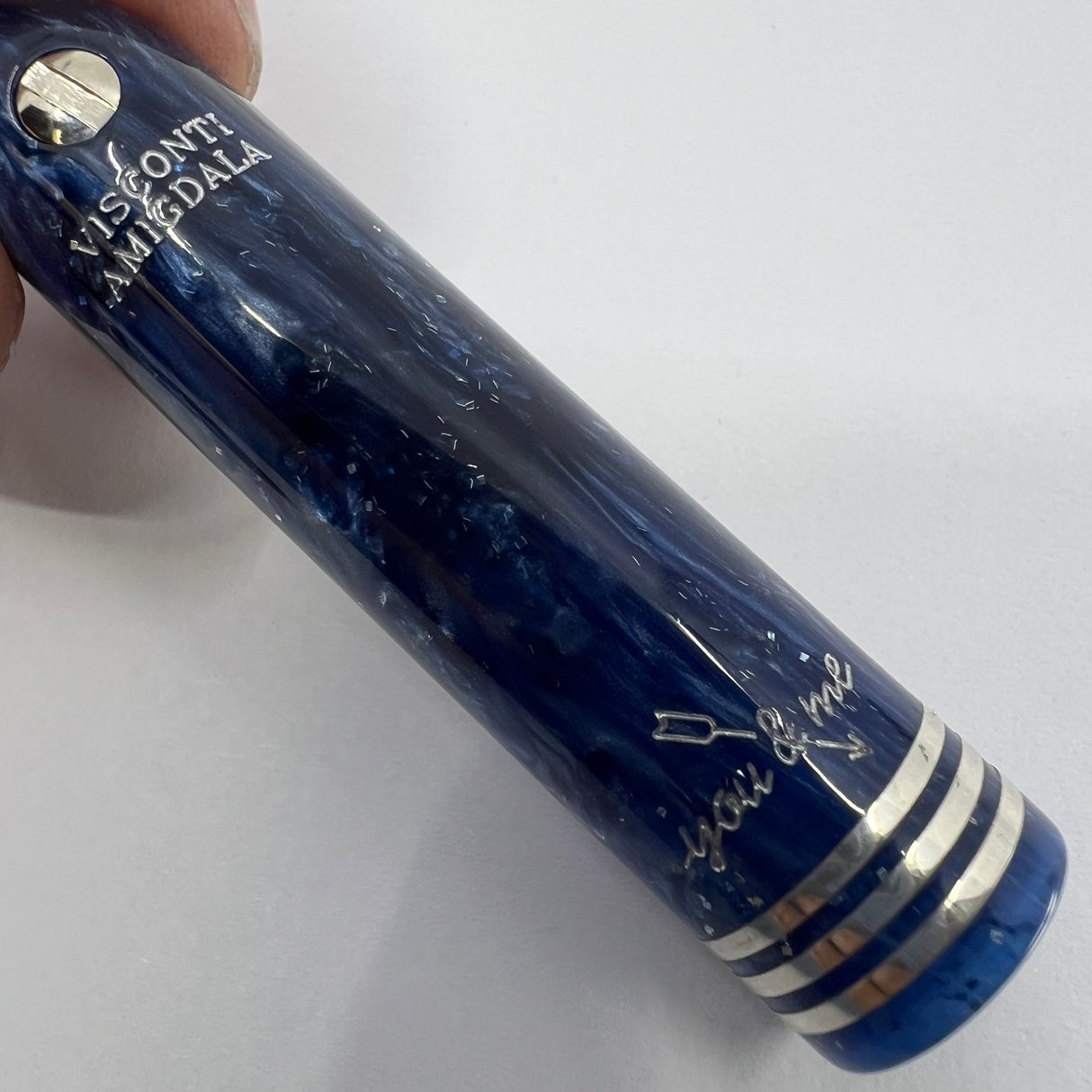 Visconti Amigdala "You & Me" Blue Marbled Limited Edition Fountain Pen - Fine 14kt Gold Nib