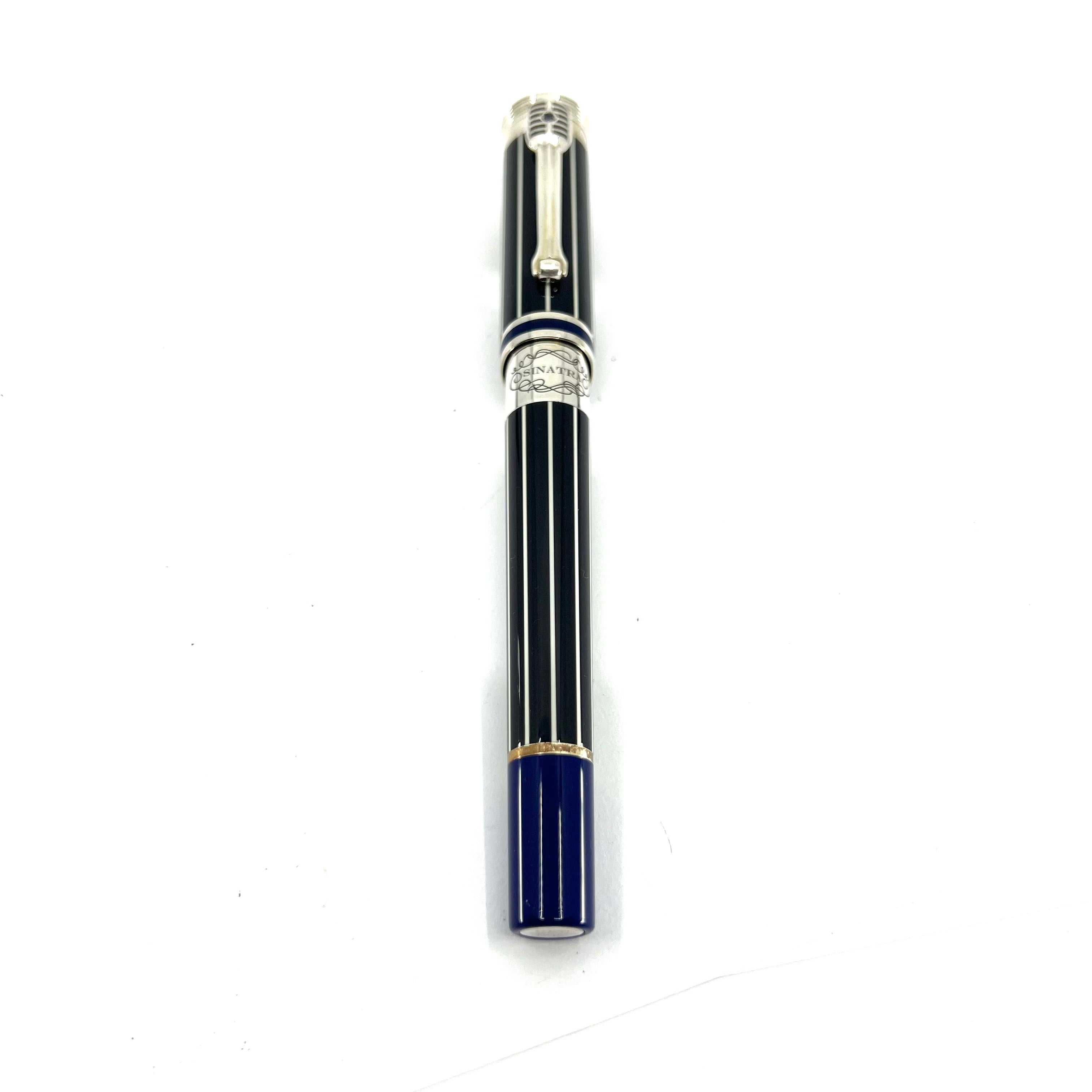 Montegrappa Frank Sinatra Limited Edition Pinstripe Blue Fountain Pen  - Circa 2011 - Medium 18kt Gold Nib