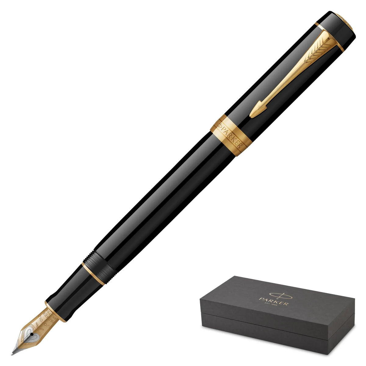 Parker Duofold Black Gold Trim Centennial Fountain Pen – Fountain