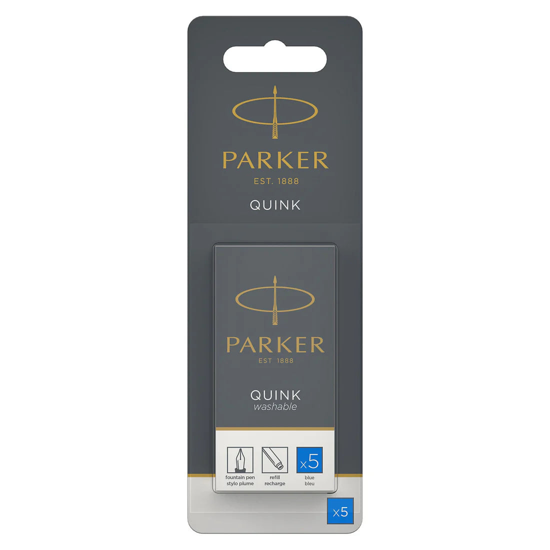 Parker Quink Washable Ink Cartridges in Blue (Pack of 5)