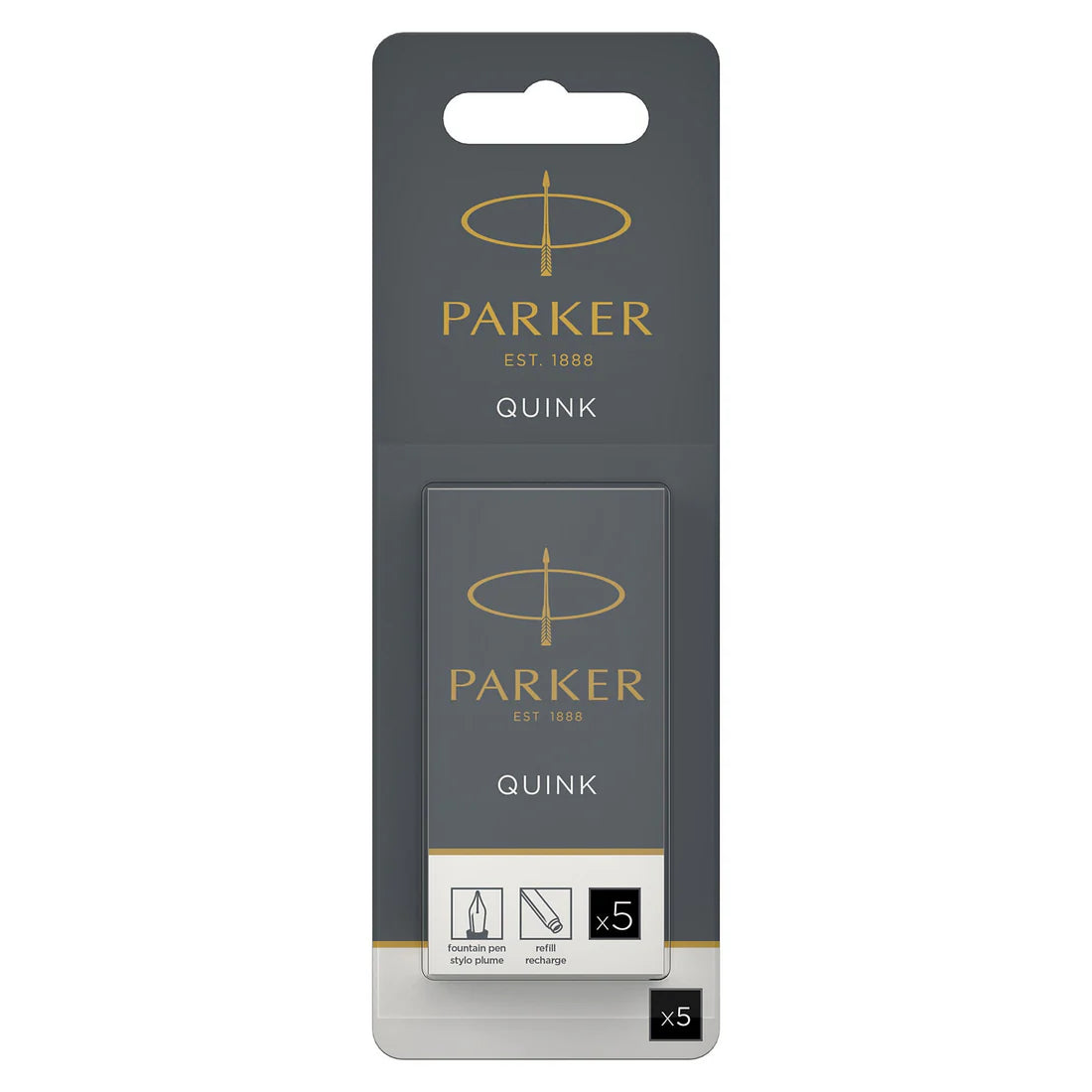 Parker Quink Ink Cartridges in Permanent Black (Pack of 5)