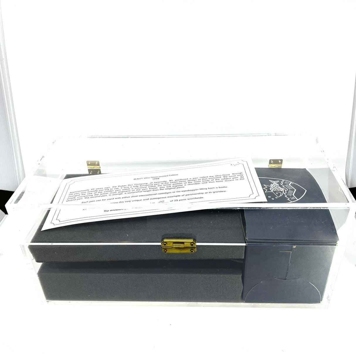 Bexley ULTRA GIANT Limited Edition Black Ebonite Fountain Pen with a Companion Orange Fountain Pen Hidden Inside - Oversized Medium 14kt Gold Nib - Number 00 of 25 that were sold to the Public