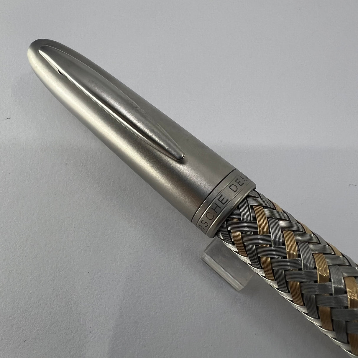 Porsche Design Tec Flex Fountain Pen - Two-Tone Basket Weave Barrel - Fine 18kt Gold Nib