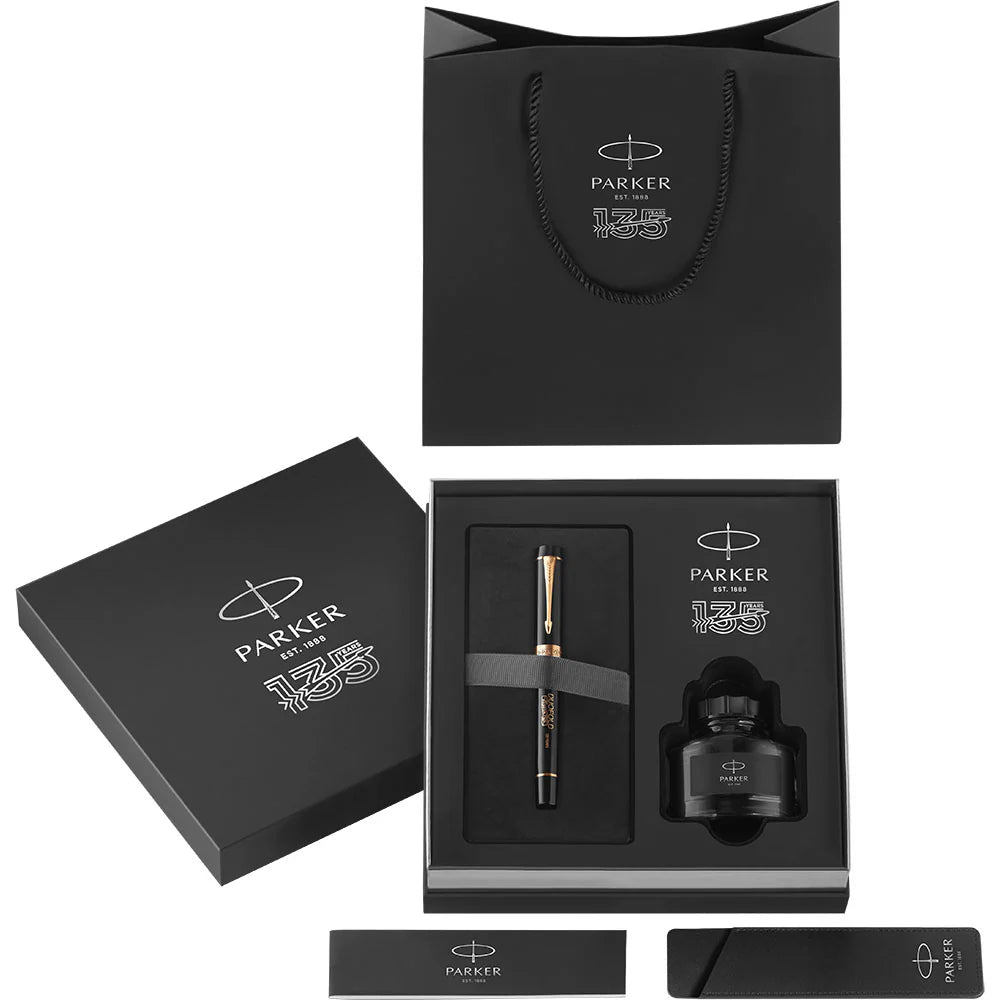 Parker Duofold 135th Anniversary Centennial Fountain Pen in Black Gold Trim