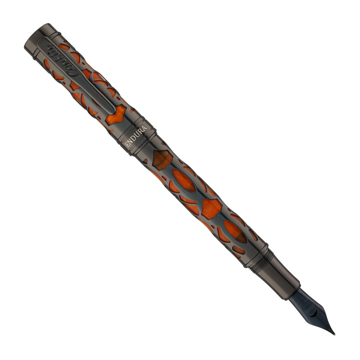 Conklin Endura Deco Crest Gunmetal & Orange Fountain Pen