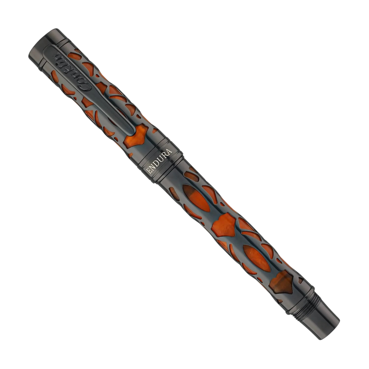Conklin Endura Deco Crest Gunmetal & Orange Fountain Pen
