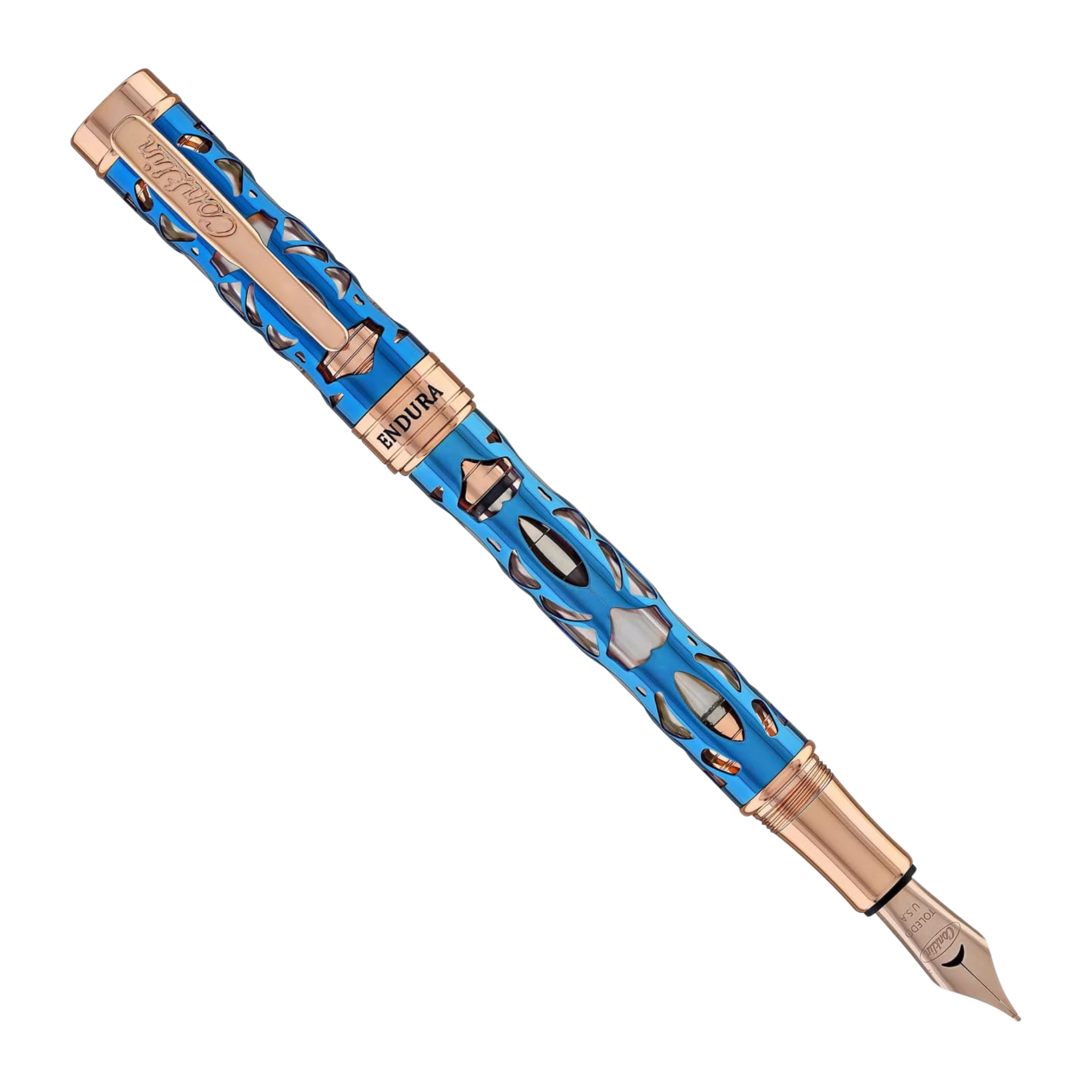 Conklin Endura Deco Crest Demo Blue Rosegold Fountain Pen