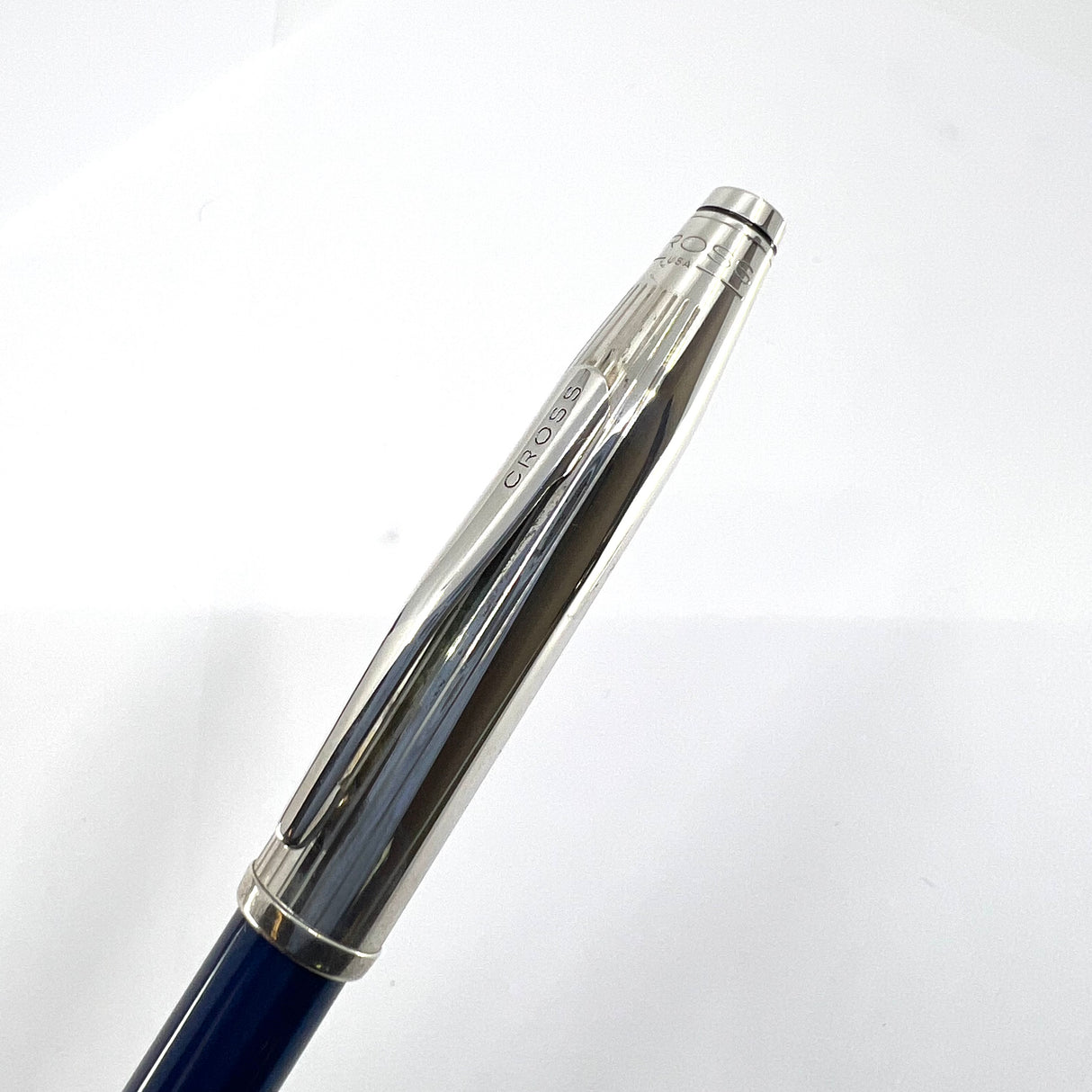 Cross Century II Sterling Silver Cap/Translucent Blue Barrel Ballpoint Pen - Made in USA