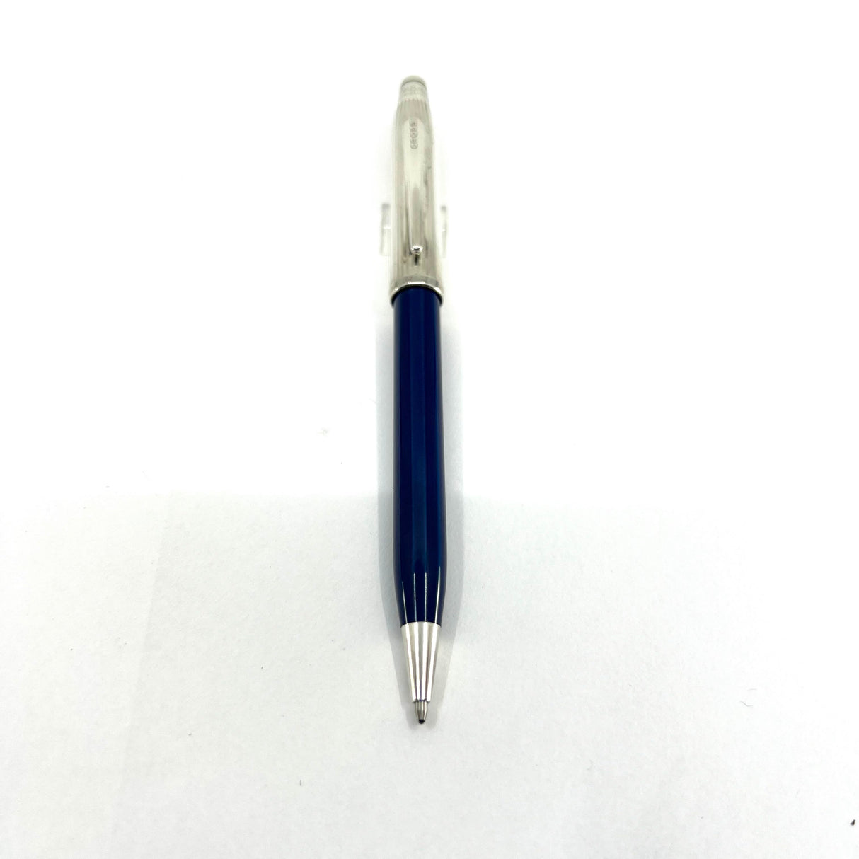 Cross Century II Sterling Silver Cap/Translucent Blue Barrel Ballpoint Pen - Made in USA