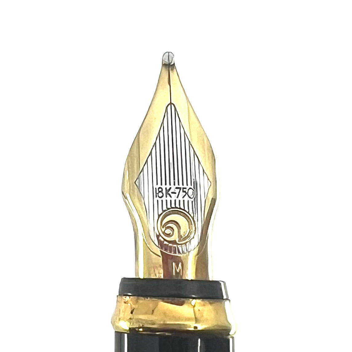 Elysee Parthenon Fountain Pen with Gold-Plated Vertically Etched Body - Medium 18kt Gold Nib