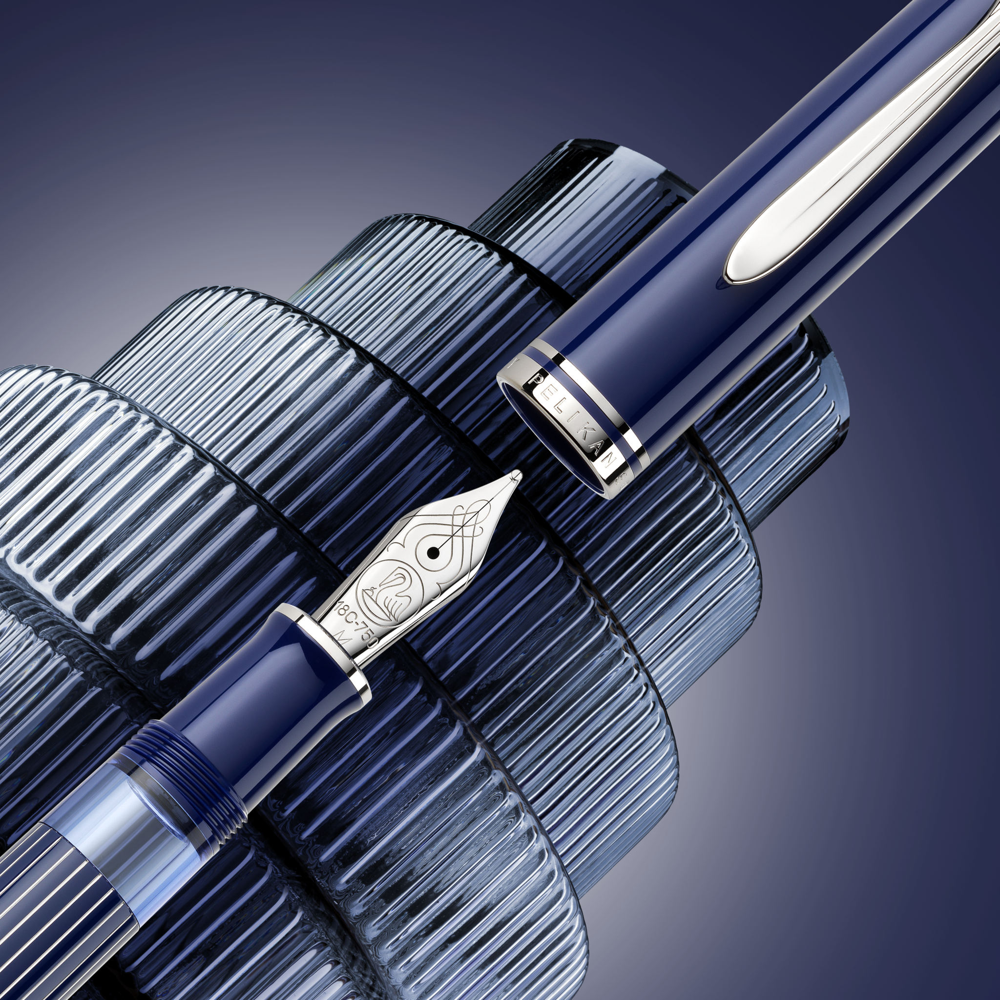 Pelikan Souveran M815 Metal Striped Blue Limited Edition Fountain Pen