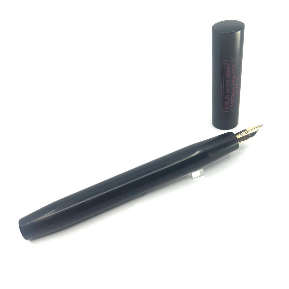 Bexley ULTRA GIANT Limited Edition Black Ebonite Fountain Pen with a Companion Orange Fountain Pen Hidden Inside - Oversized Medium 14kt Gold Nib - Number 00 of 25 that were sold to the Public
