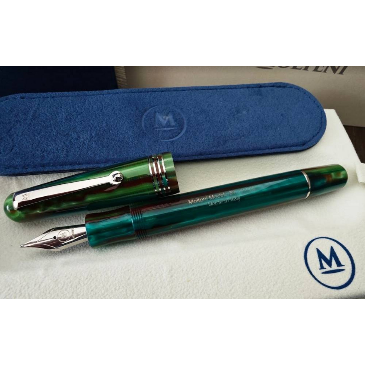 Molteni M54 Plus LE Greenline Rhodium Fountain Pen