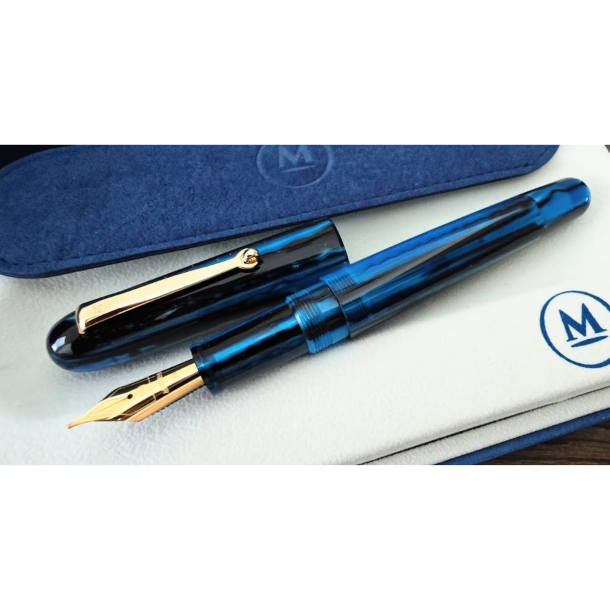 Molteni M71 Blue Line Gold Trim Fountain Pen