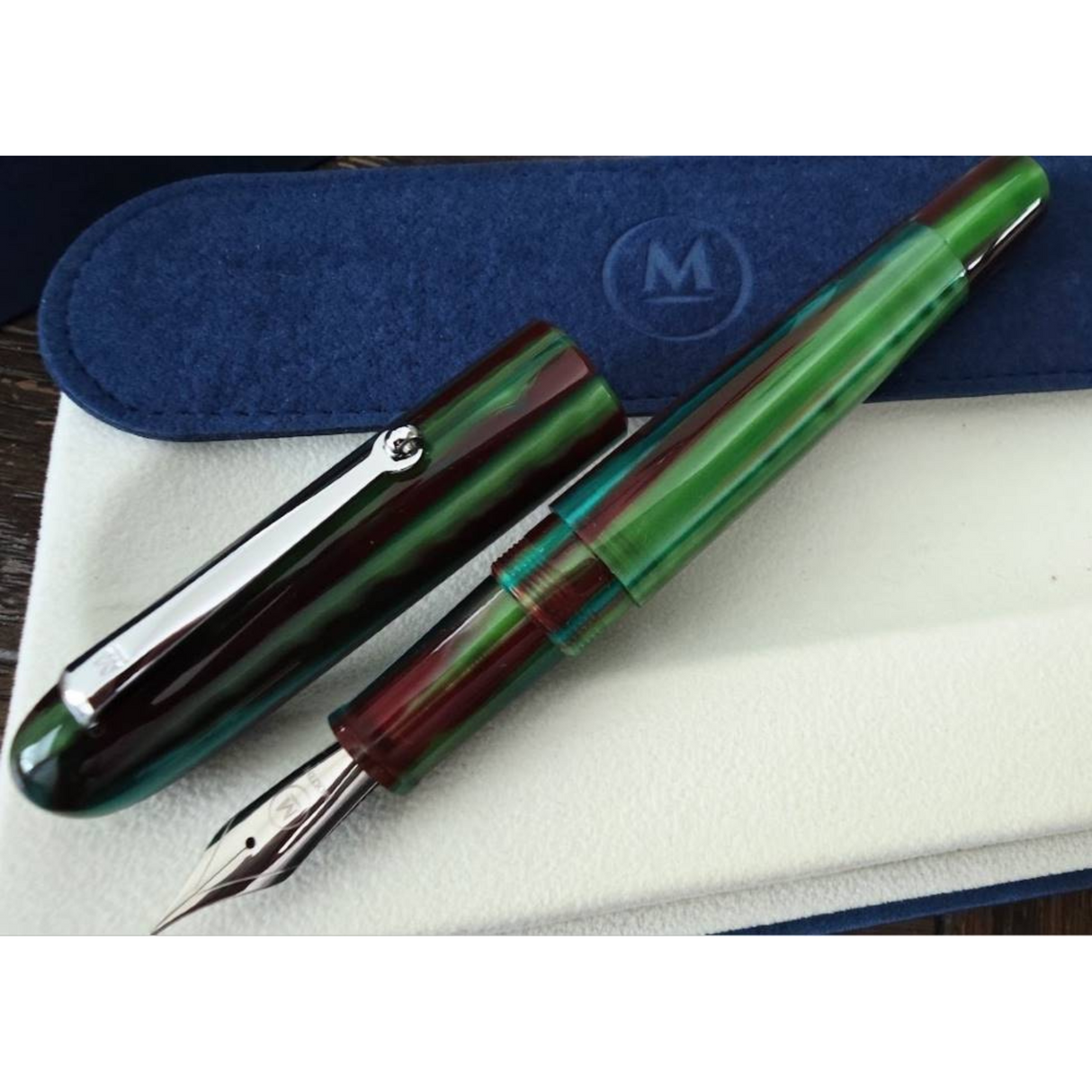 Molteni M71 Green Line Rhodium Fountain Pen