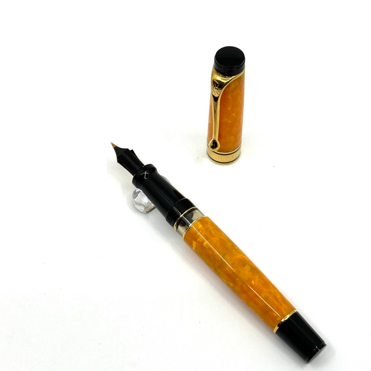 Aurora Optima Marbled Orange Sole Limited Edition Fountain Pen - Fine 18kt Gold Nib