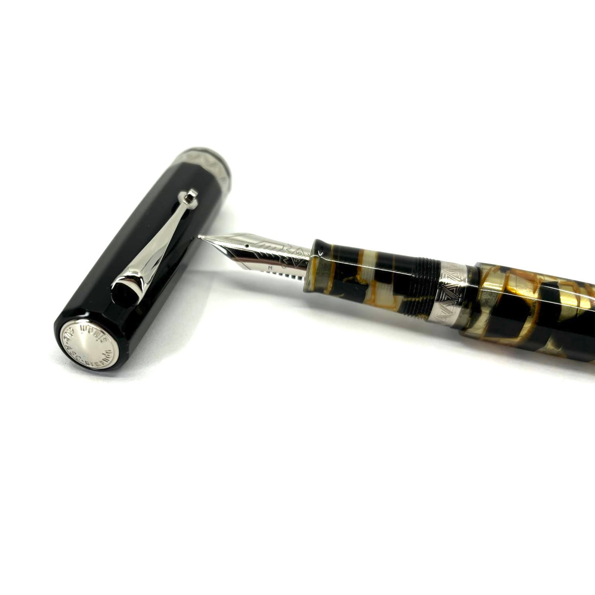 ASC Armando Simoni Club Gladiatore Medio Black Lucens Celluloid - Fountain Pen