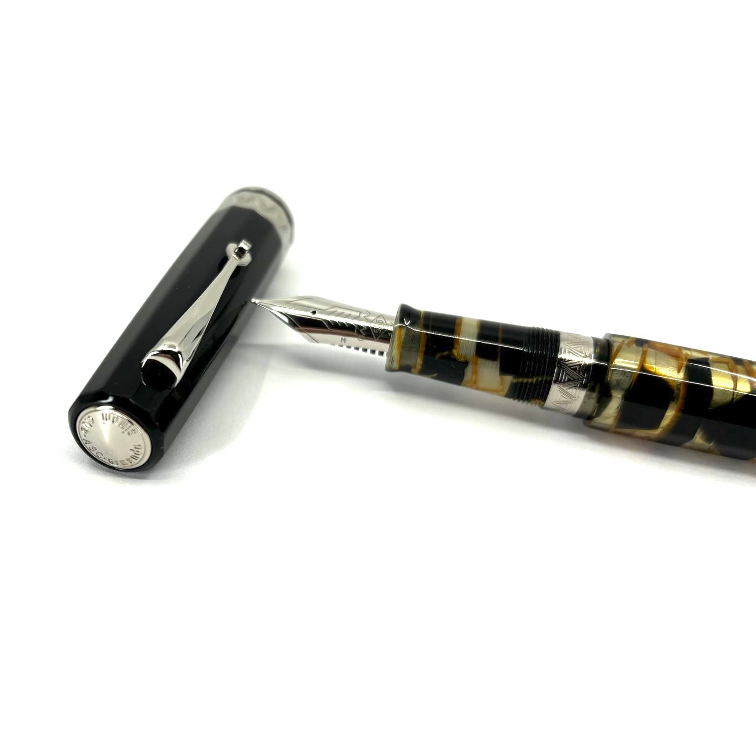 ASC Armando Simoni Club Gladiatore Medio Black Lucens Celluloid - Fountain Pen