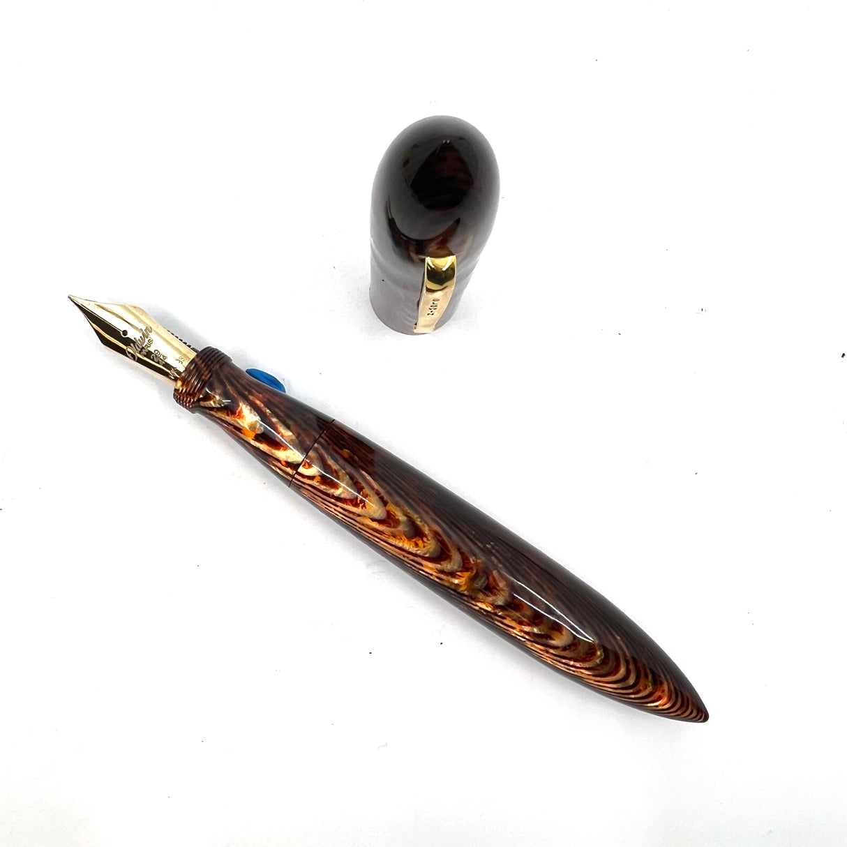 Oldwin (Paris) Torpedo Bronze Arco Spina (Fish Bone) Pattern Celluloid LE Fountain Pen