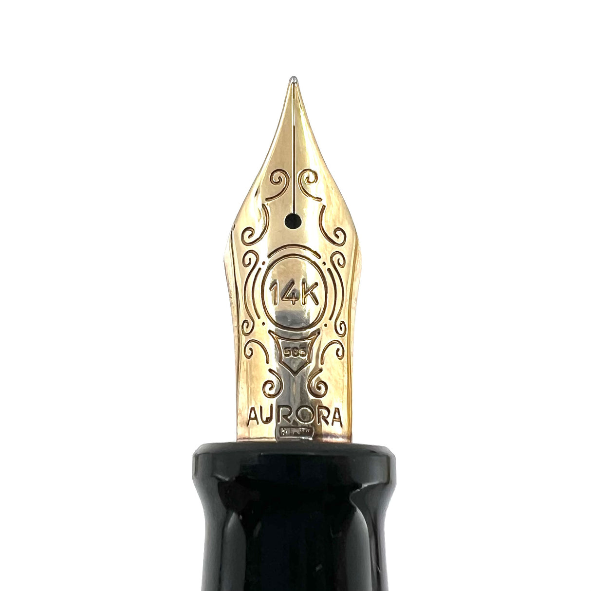 Aurora Optima Full Sterling Silver Barleycorn Fountain Pen - Fine 14kt Gold Nib