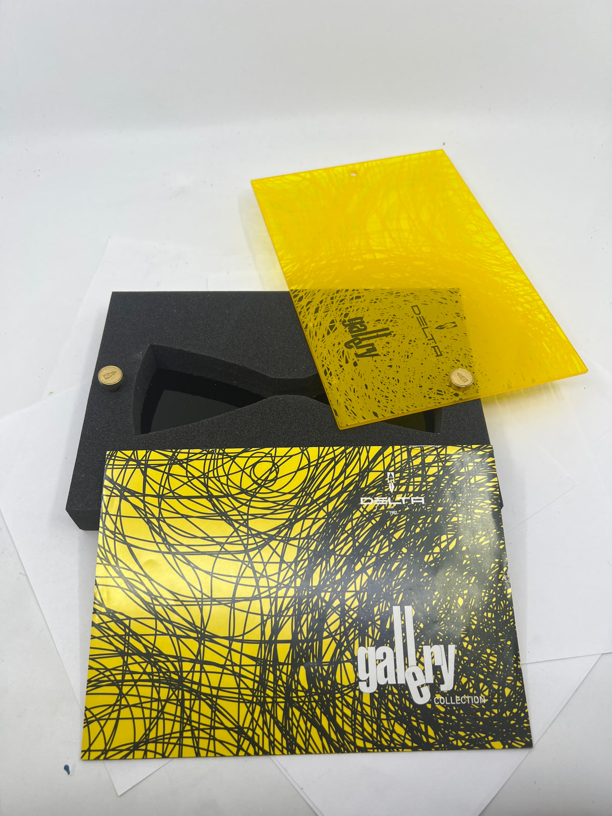 Delta Gallery Ballpoint Pen - Bright Yellow Background with Orange, Brown and Black Brushstrokes