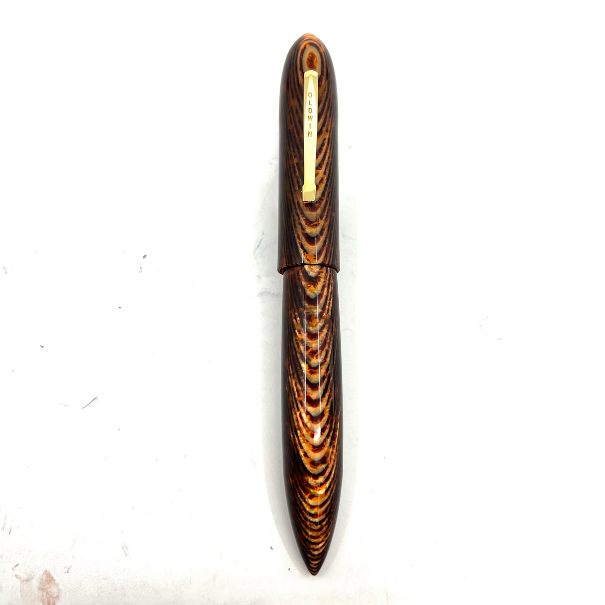 Oldwin (Paris) Torpedo Bronze Arco Spina (Fish Bone) Pattern Celluloid LE Fountain Pen