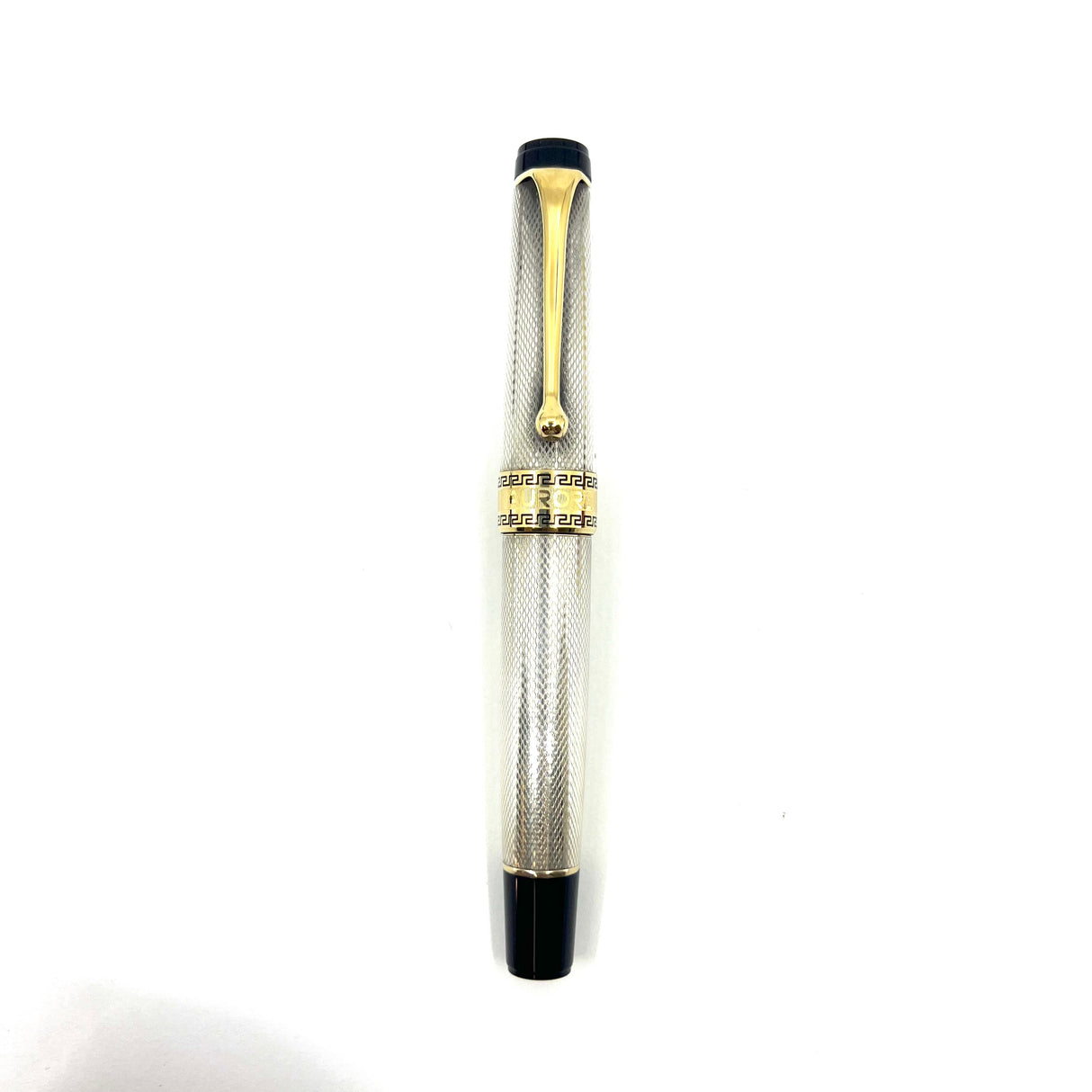 Aurora Optima Full Sterling Silver Barleycorn Fountain Pen - Fine 14kt Gold Nib