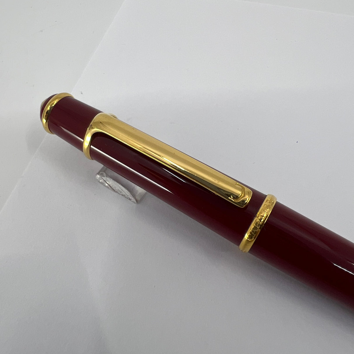 Cartier Diabolo Bordeaux Red Ballpoint Pen - Gold-Plated Trim - Very Scarce in Bordeaux!