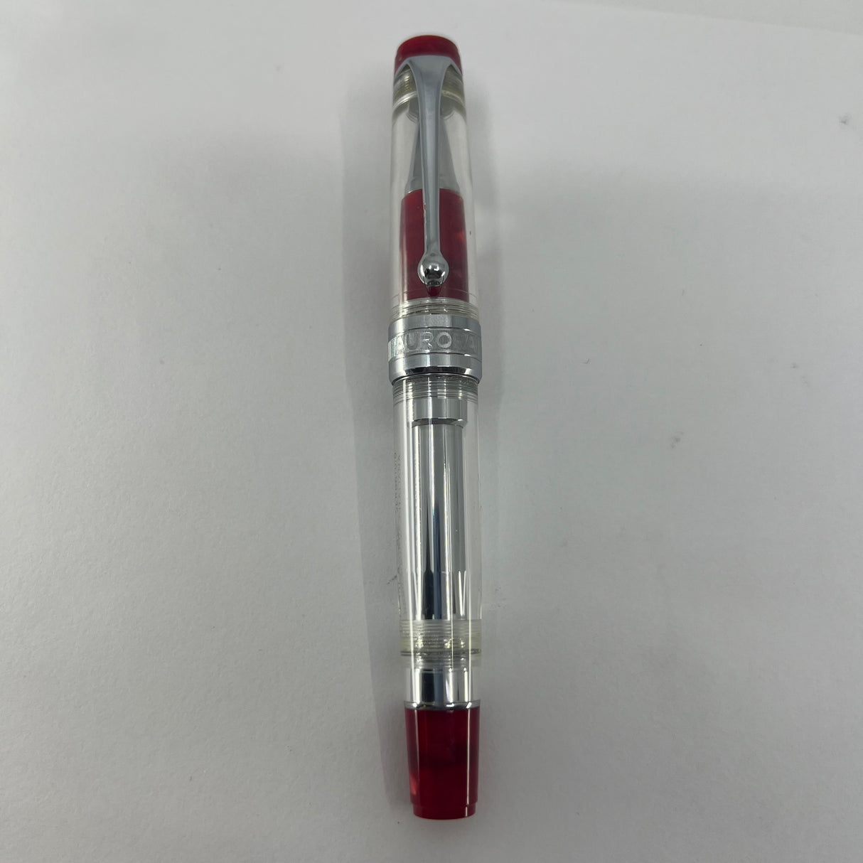 Aurora Optima Transparent Demonstrator Limited Edition Rollerball with Red Auroroloid Highlights