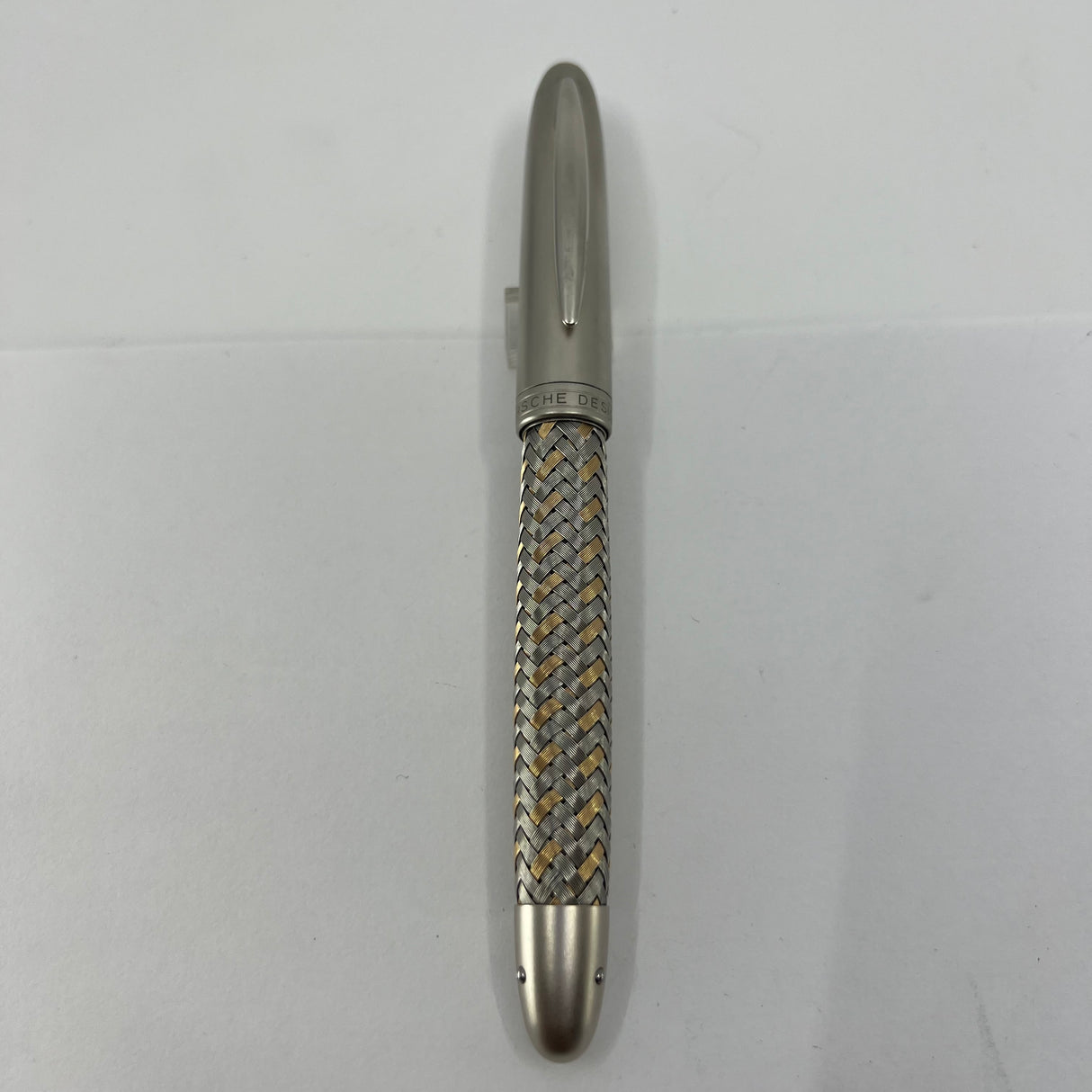 Porsche Design Tec Flex Fountain Pen - Two-Tone Basket Weave Barrel - Fine 18kt Gold Nib