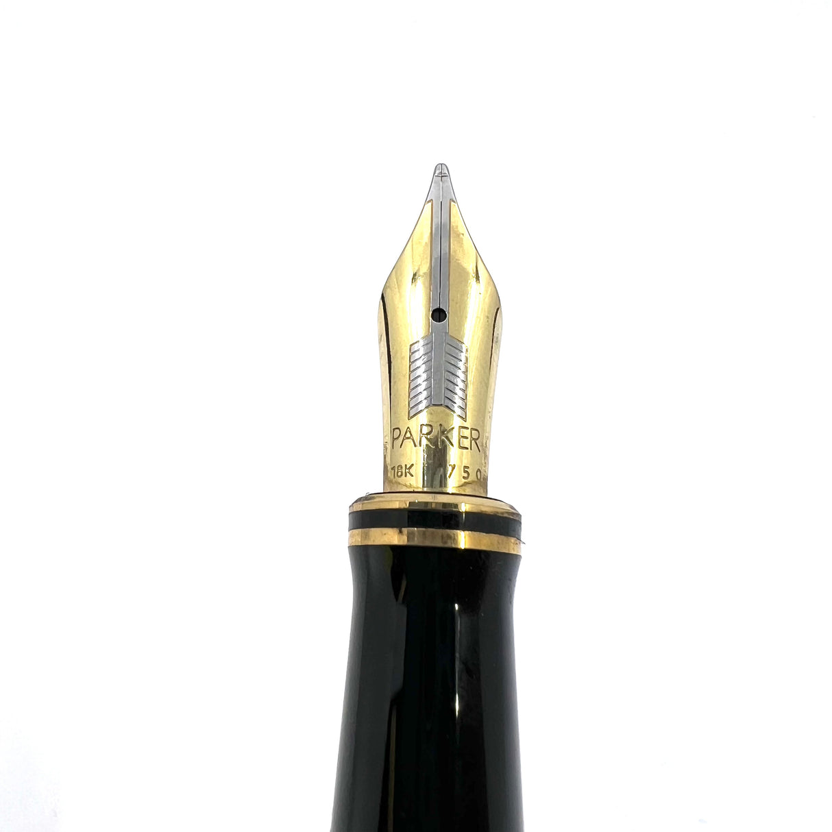 Parker Black Duofold 1888-1988 Centennial Collector Edition - First Year Parker Cap Top Medallion - Medium 18kt Gold Nib