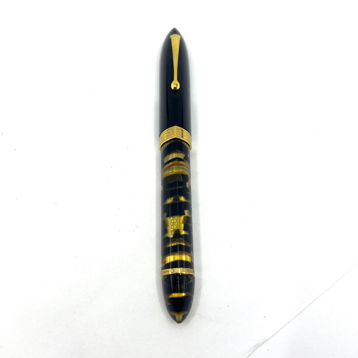 ASC - ARMANDO SIMONI CLUB Oversized Triangolo Black Lucens Celluloid Limited Edition 3-Sided Fountain Pen - Magic Flex Large #8 Size Medium 14kt Gold Nib