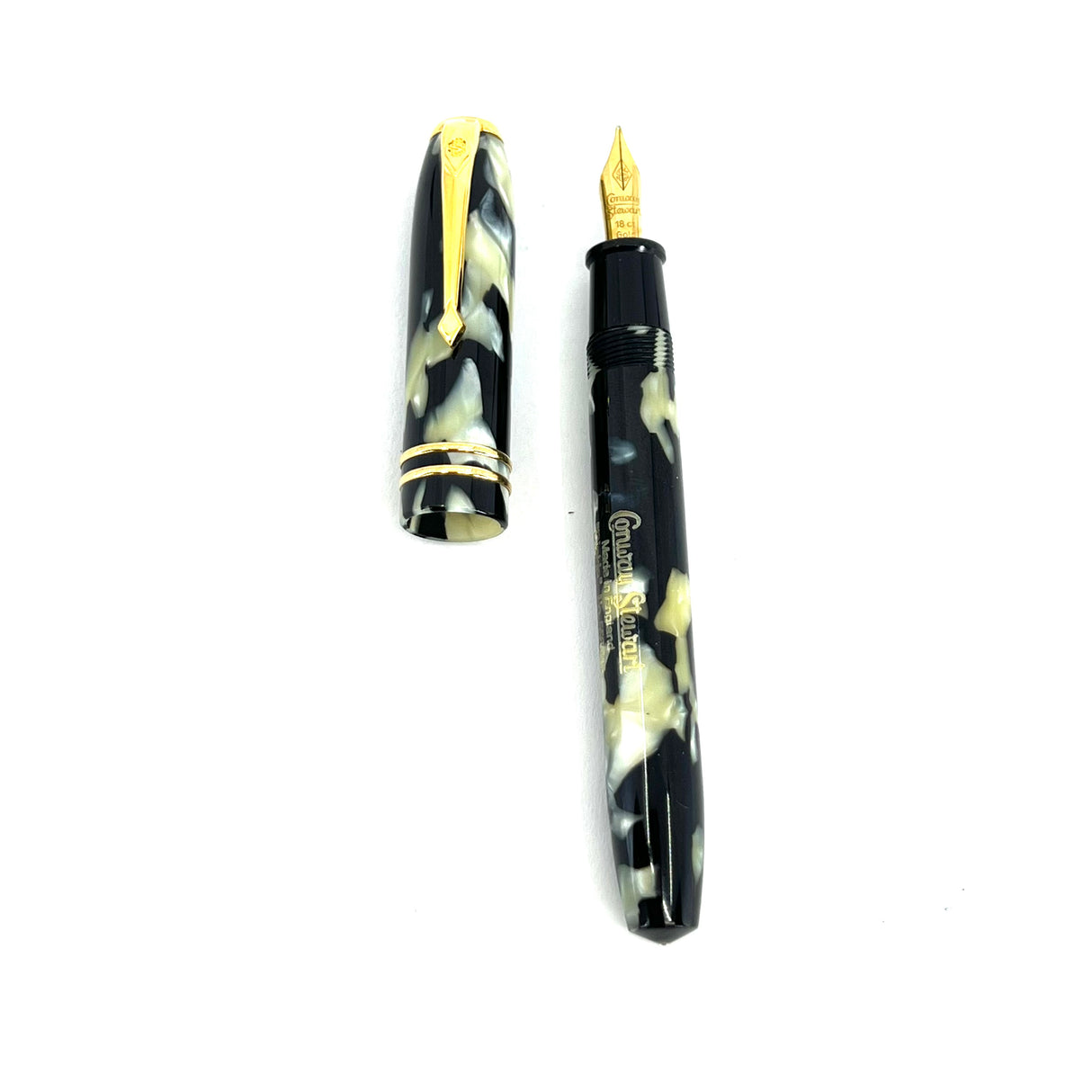 Conway Stewart Dinkie Marbled Pearl & Black Fountain Pen