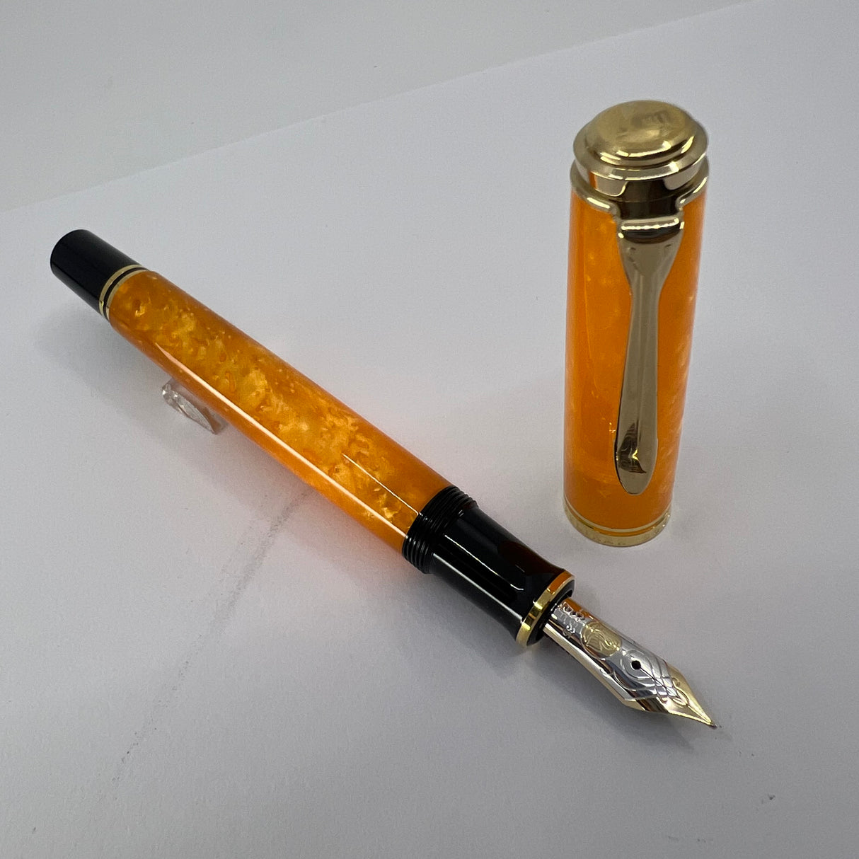 Pelikan M600 Vibrant Orange Fountain Pen - Extra Fine 14kt Gold Nib