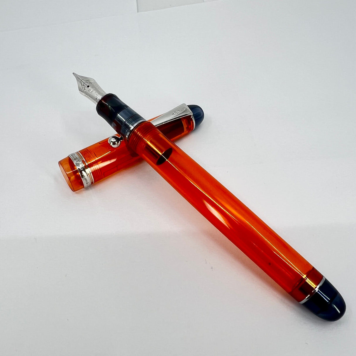 Pilot Custom 74 Orange Transparent Demonstrator Fountain Pen - Broad 14kt Gold Nib