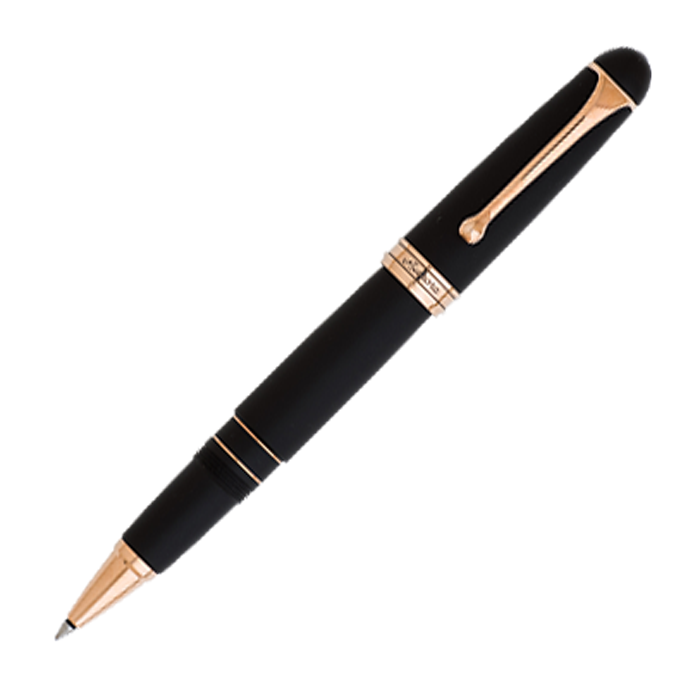 Aurora 88 Satin Black/Rose Gold Trim - Large Rollerball