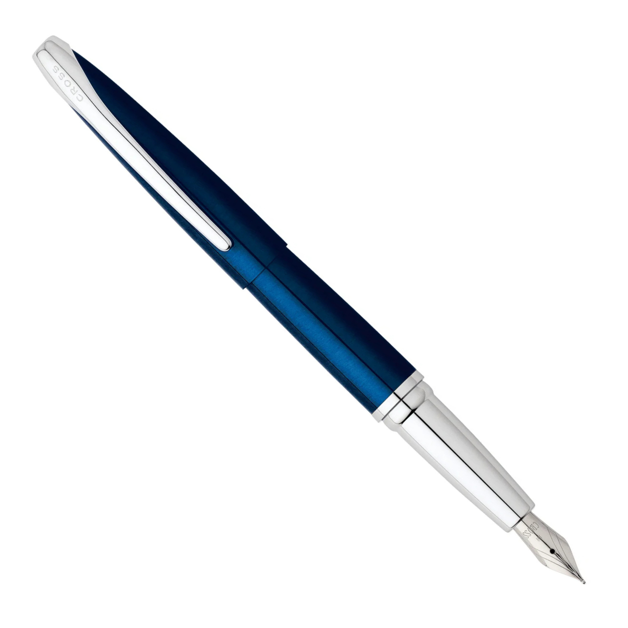 Cross ATX Translucent Blue Lacquer Stainless Steel Medium Nib Fountain Pen