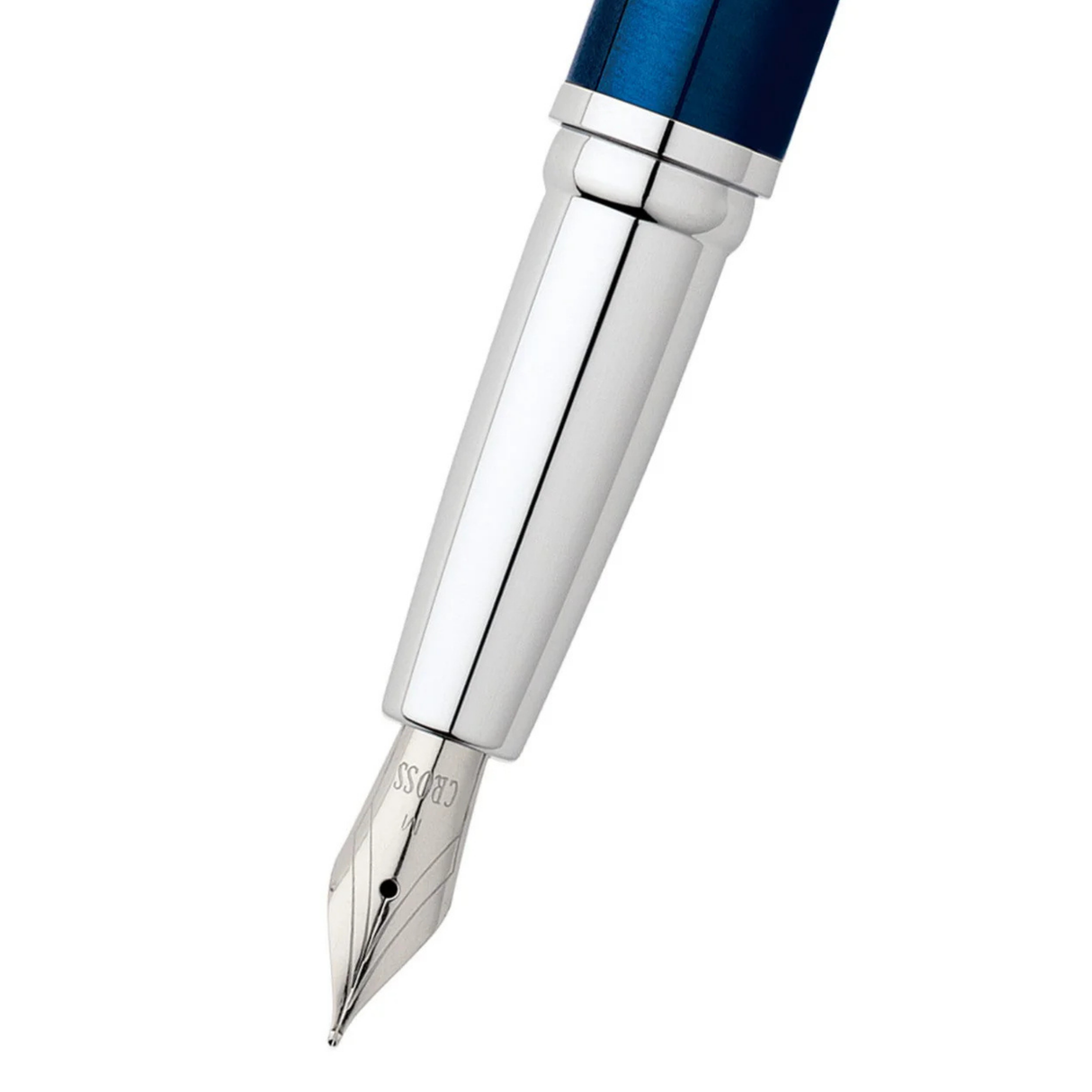 Cross ATX Translucent Blue Lacquer Stainless Steel Medium Nib Fountain Pen