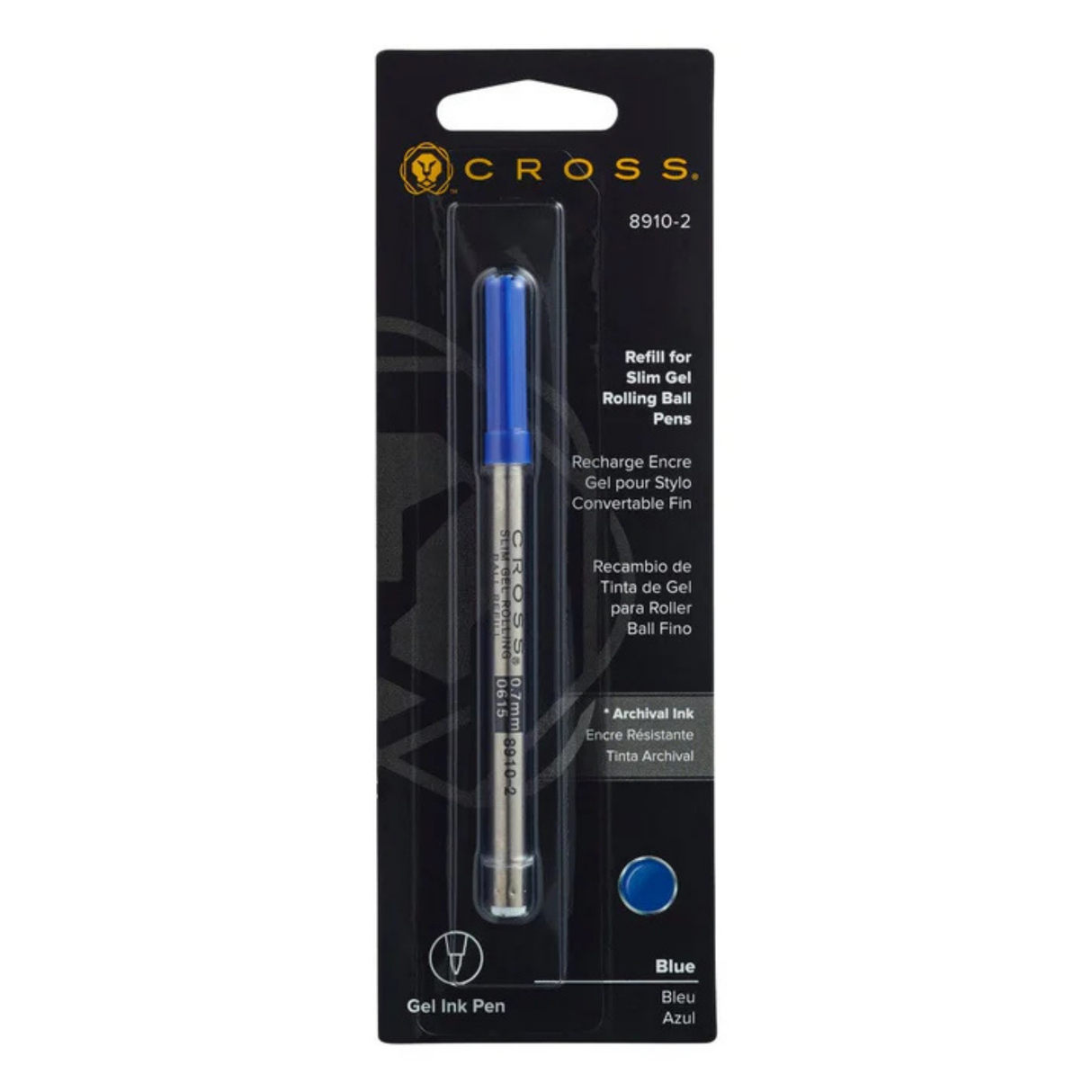 Cross Slim Gel Rollerball Pen Refill - Blue - Single Pack (8910-2)