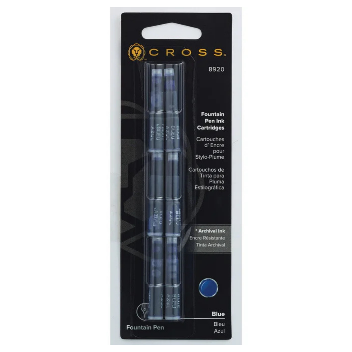 Cross Fountain Pen Ink Cartridge 8920 - Blue (6 per card)