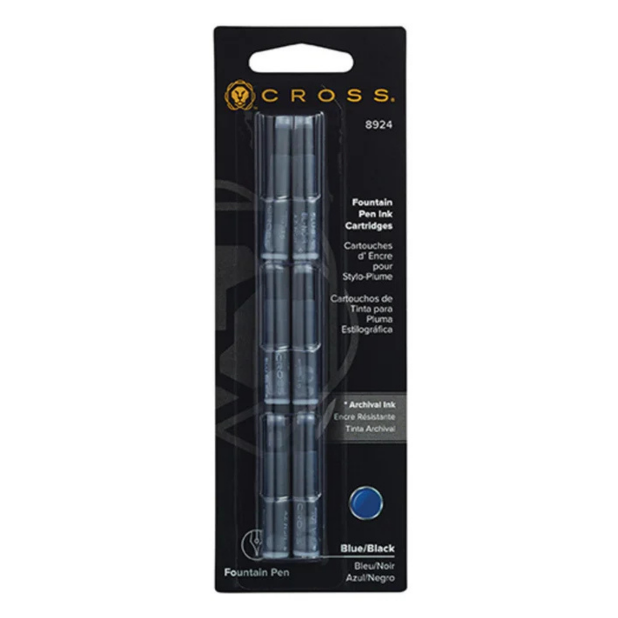 Cross Fountain Pen Ink Cartridge 8924 - Blue/Black (6 per card)