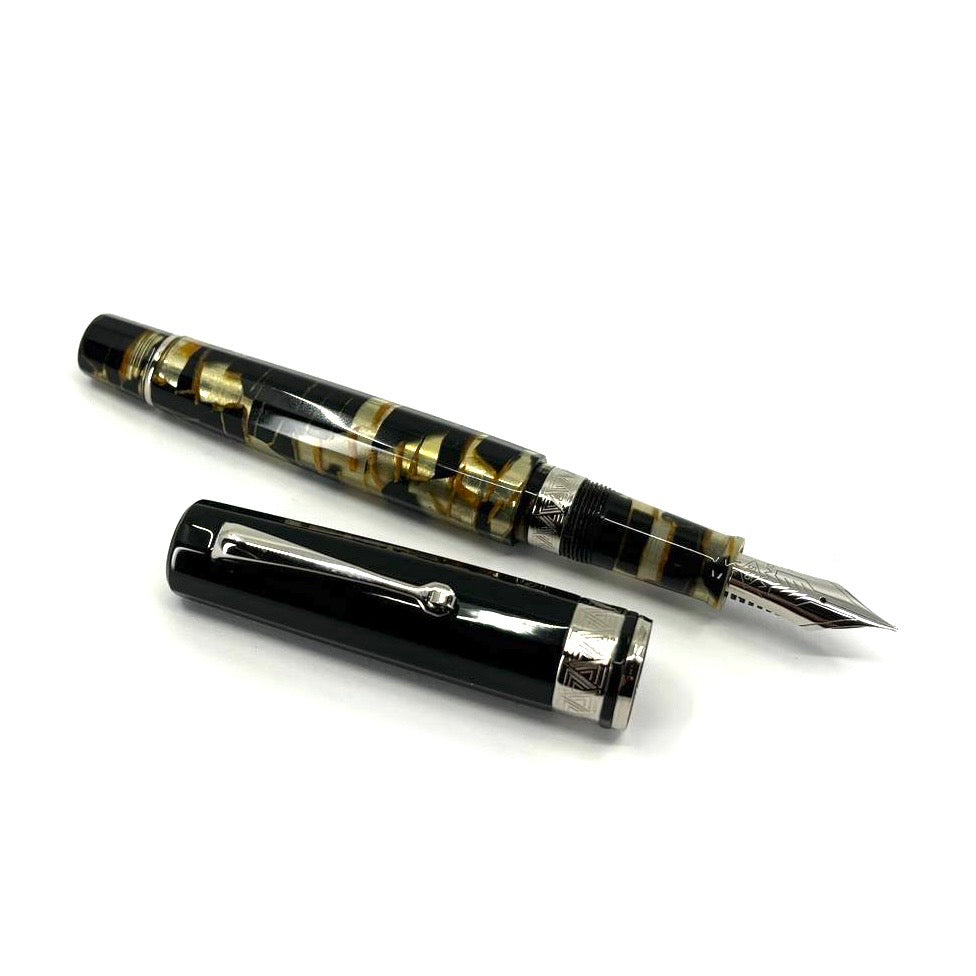 ASC Armando Simoni Club Gladiatore Medio Black Lucens Celluloid - Fountain Pen