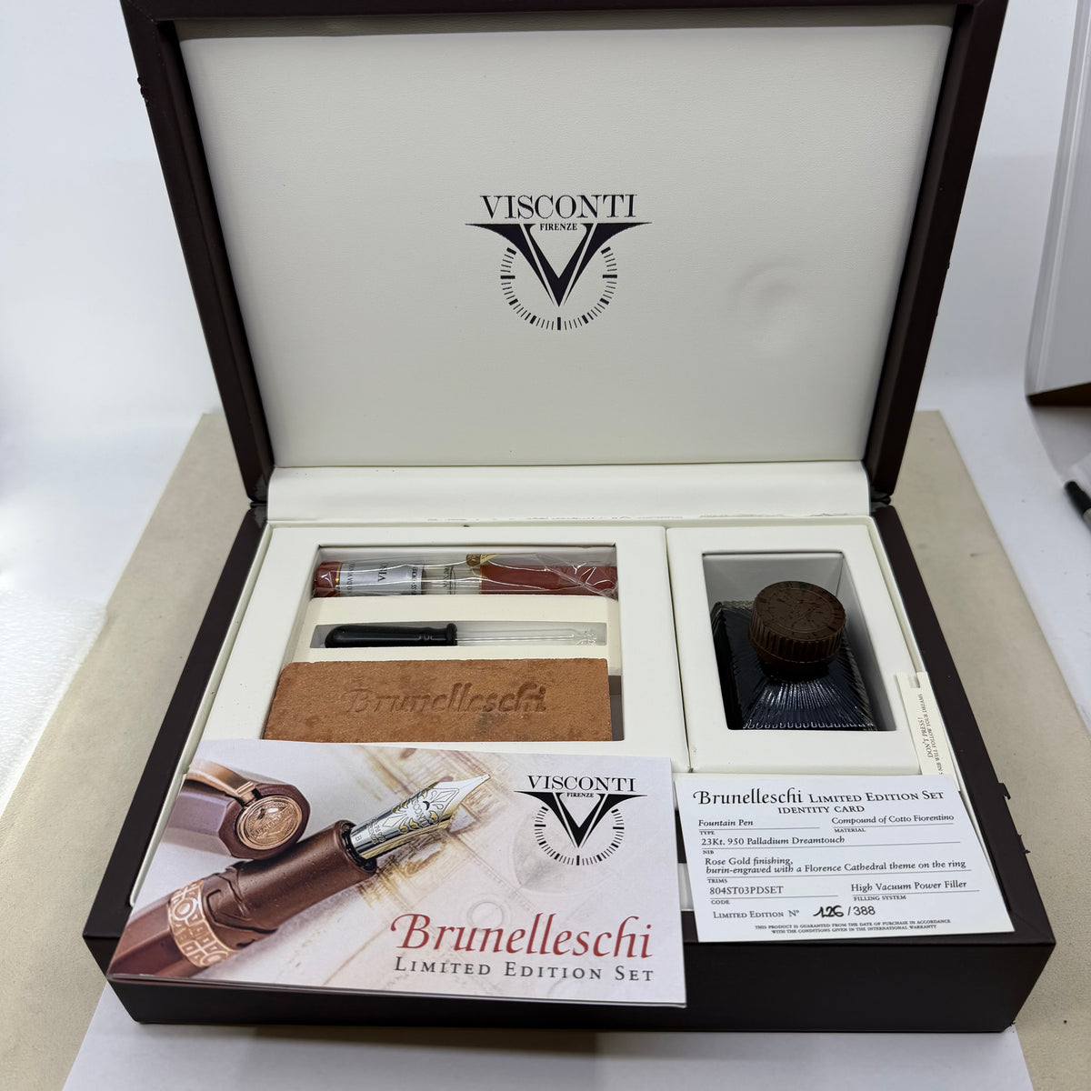 Visconti Brunelleschi Terracotta 8-Sided Limited Edition Oversized Fountain Pen #126/388 - Flexible Fine 23K Palladium Dreamtouch Nib