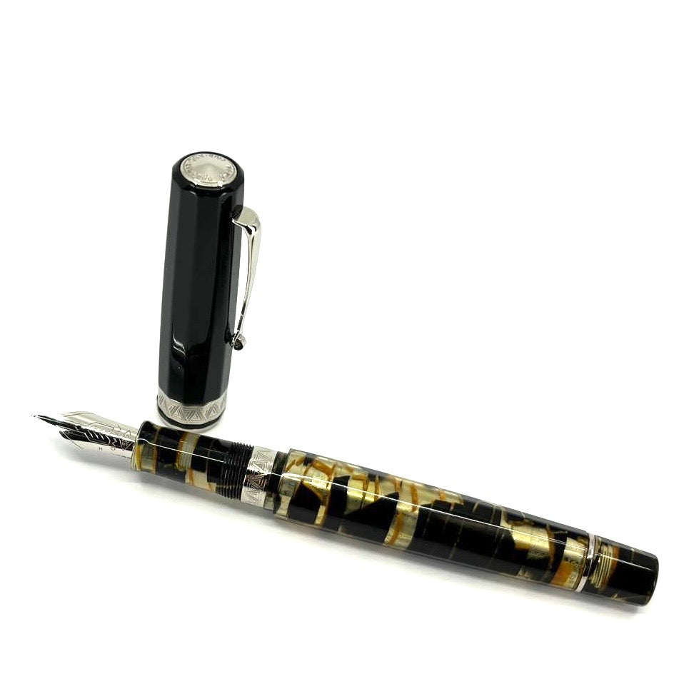 ASC Armando Simoni Club Gladiatore Medio Black Lucens Celluloid - Fountain Pen