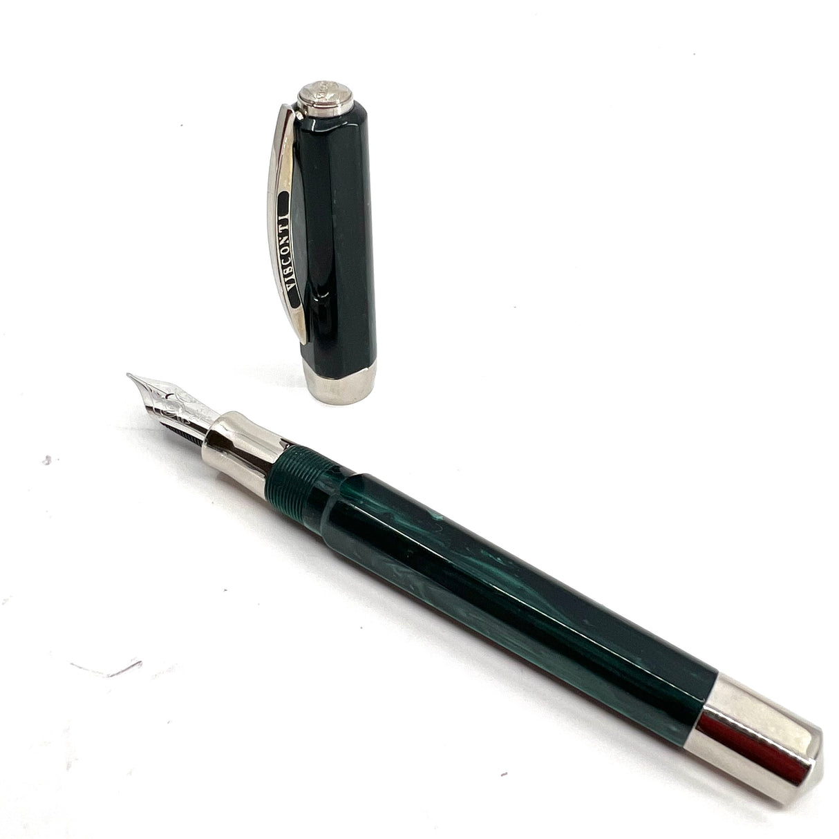 Visconti Opera Lustrous Mottled Green Facetted Fountain Pen