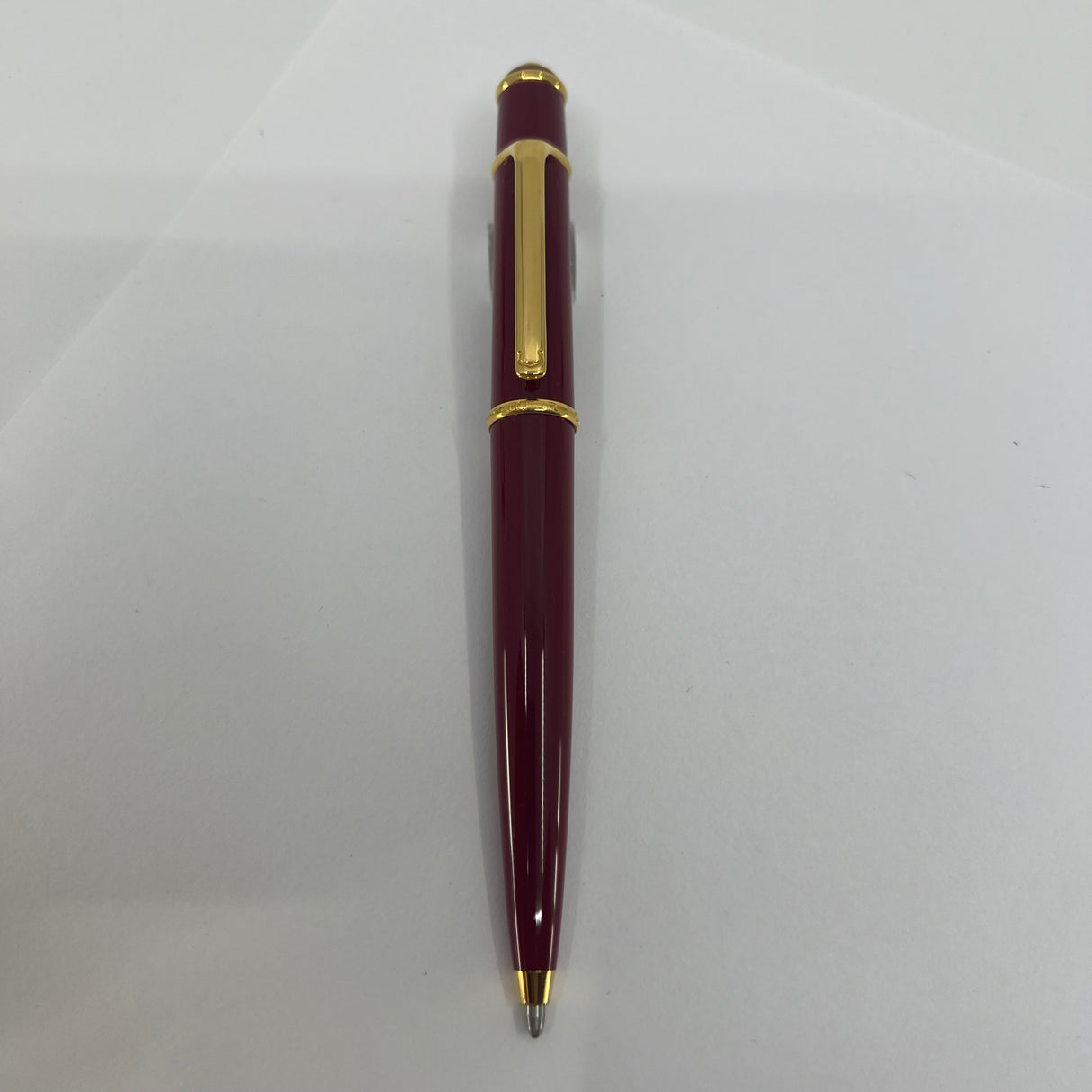Cartier Diabolo Bordeaux Red Ballpoint Pen - Gold-Plated Trim - Very Scarce in Bordeaux!
